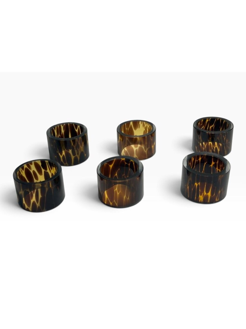 Vintage Tortoiseshell Glass Napkin Rings Set of 6 Faux Tortoise Shell Table Deco